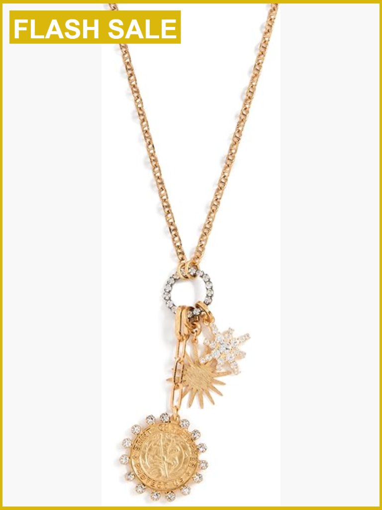 GoldTone Crystal Charm Necklace With Lobster Clasp